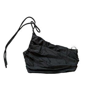 Naked Wardrobe Crop Top Womens Extra Small XS Black One Shoulder Tank Shirt